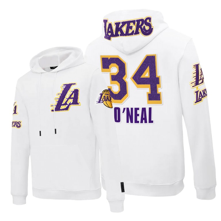 Men's Los Angeles Lakers Shaquille O'Neal #34 NBA Pro Standard Pullover Team Logo White Basketball Hoodie RFN7583SC
